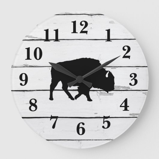 Grande Horloge Ronde Décor rustique Buffalo Shiplap (Recto)