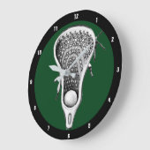 Grande Horloge Ronde Décor sportif Lacrosse (Angle)