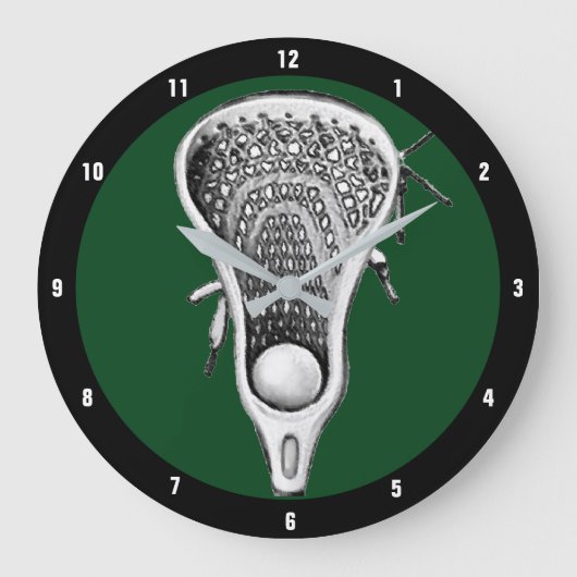 Grande Horloge Ronde Décor sportif Lacrosse (Recto)