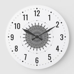 Grande Horloge Ronde Décor traditionnel - Blanc minimaliste