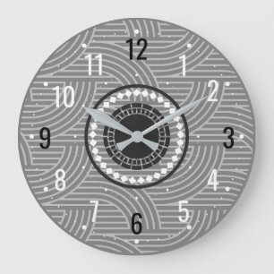 Grande Horloge Ronde Décor unique et ancien - gris moderne