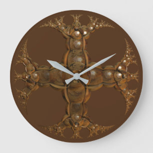 Grande Horloge Ronde Décoration artisanale géométrique en bois sculpté 