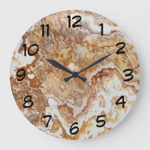 Grande Horloge Ronde Décoration de la pierre de Faux Onyx