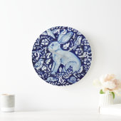 Grande Horloge Ronde Dedham Cobalt Bleu et blanc Plaque de lapin Horlog (Maison)