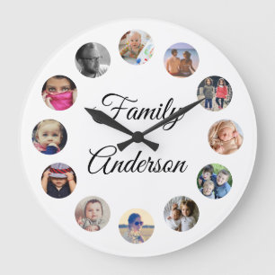 Grande Horloge Ronde Dedication family name upload large photo clock