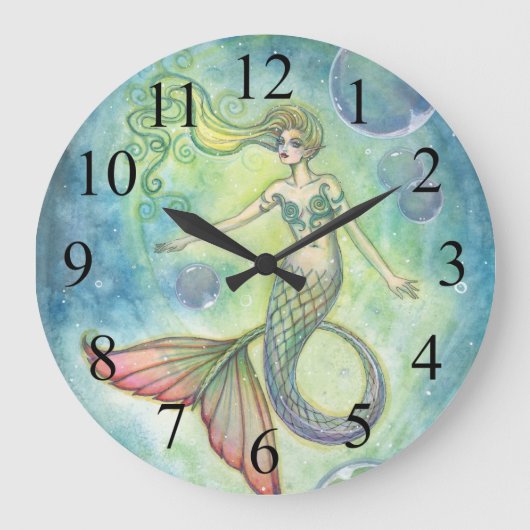 Grande Horloge Ronde Deep Sea Galaxy Mermaid Wall Clock (Recto)
