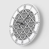 Grande Horloge Ronde Défiler Damask Ptn BW et numéros (Angle)