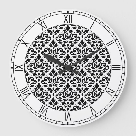 Grande Horloge Ronde Défiler Damask Ptn BW et numéros (Recto)