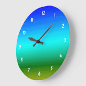 Grande Horloge Ronde Dégradé bleu et vert mer et ciel (Angle)