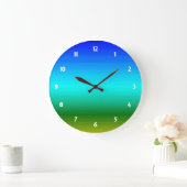 Grande Horloge Ronde Dégradé bleu et vert mer et ciel (Maison)