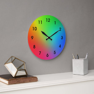 Grande Horloge Ronde Dégradé de couleurs arc-en-ciel
