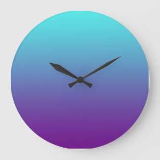 Grande Horloge Ronde Dégradé de fond simple Turquoise Bleu Violet