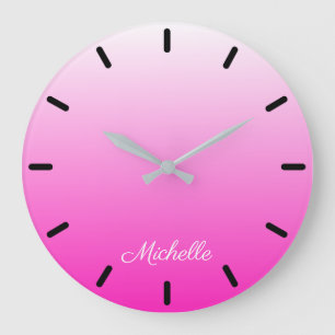 Grande Horloge Ronde dégradé personnalisé à deux tons foncé rose chaud