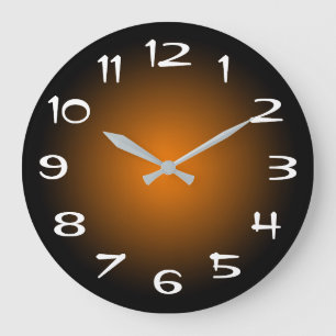 Grande Horloge Ronde Dégradé radial noir et orange