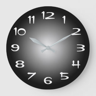 Grande Horloge Ronde Dégradé radial noir gris et blanc