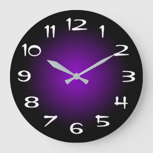 Grande Horloge Ronde Dégradé radial violet foncé et noir