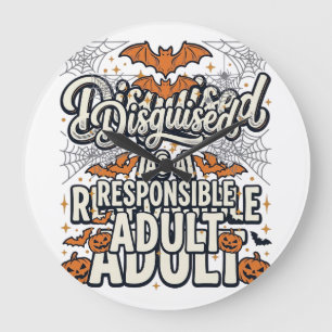 Grande Horloge Ronde Déguisé en vecteur Halloween d'adulte responsable