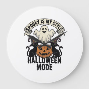 Grande Horloge Ronde Déguisement de fantôme d'Halloween Chat de Pomme d