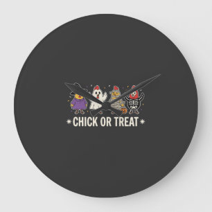 Grande Horloge Ronde Déguisement de poulet drôle de Chick ou Treat pour