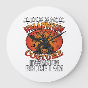 Grande Horloge Ronde Déguisement Halloween Citrouille Cassée Arbre Épou