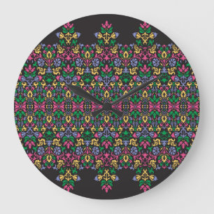 Grande Horloge Ronde Délicat Damas Baroque Victorian sans fil