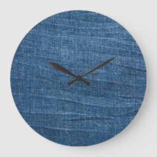 Grande Horloge Ronde Dénim bleu Texture : Jeans classiques.