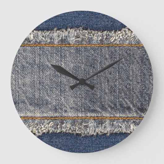 Grande Horloge Ronde Denim Blue Jeans : Décontracté Double Patch (Recto)