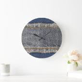Grande Horloge Ronde Denim Blue Jeans : Décontracté Double Patch (Maison)