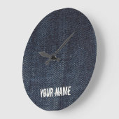 Grande Horloge Ronde Denim fabric texture de jeans (Angle)