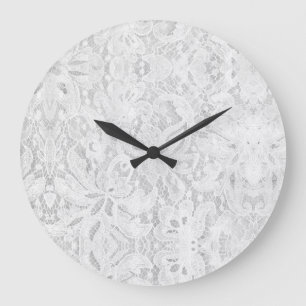 Grande Horloge Ronde Dentelle blanche tombante