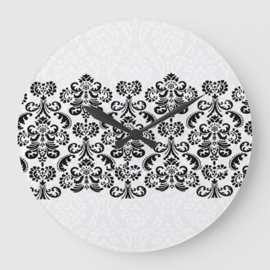 Grande Horloge Ronde Dentelle noir blanc argenté Damas G203 (Recto)
