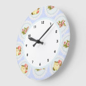 Grande Horloge Ronde Dentelle victorienne Floral shabby chic mur bleu h (Angle)