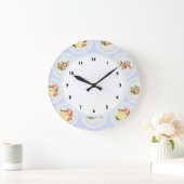Grande Horloge Ronde Dentelle victorienne Floral shabby chic mur bleu h (Maison)