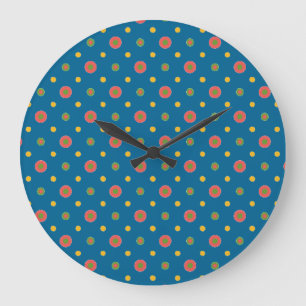 Grande Horloge Ronde Des Pois Jumbo bizarres sur la Mur Bleue Marine Ho