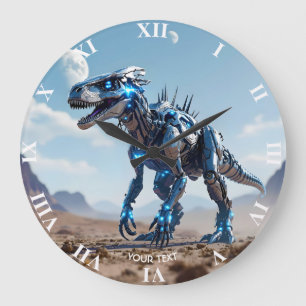 Grande Horloge Ronde Désert de Cyborg Dinosaur Imaginaire mignon
