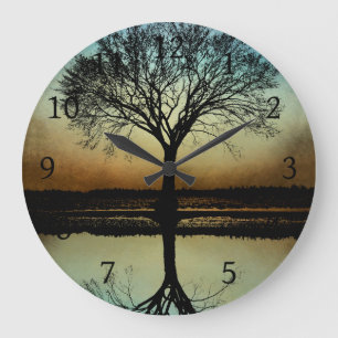 Grande Horloge Ronde design 178 Tree Silhouette