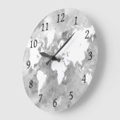 Grande Horloge Ronde design 49 Gray World Map (Angle)