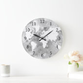Grande Horloge Ronde design 49 Gray World Map (Maison)