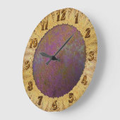 Grande Horloge Ronde Design abstrait or et violet (Angle)