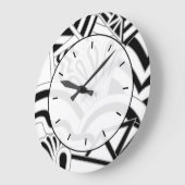 Grande Horloge Ronde Design Art Déco Monochrome. (Angle)