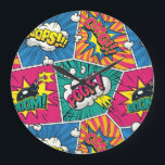 Grande Horloge Ronde Design d'art pop coloré - Explosion de bande dessi<br><div class="desc">Revenez dans le monde dynamique des bandes dessinées rétro avec notre OMG! ! ! BOOM ! OOOPS ! ! ! HEUREUSE ! Avec une énergie dynamique et des couleurs vives, ce motif sans couture donne vie à l'iconique style pop art dans votre maison. Chaque coup d'oeil à cette horloge raconte...</div>