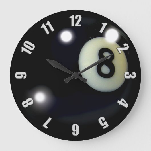 Grande Horloge Ronde Design de Black 8 Ball Clock (Recto)