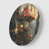 Grande Horloge Ronde Design de gnome et de champignon (Angle)