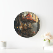 Grande Horloge Ronde Design de gnome et de champignon (Maison)