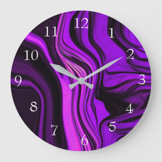 Grande Horloge Ronde Design de Purple Abstract