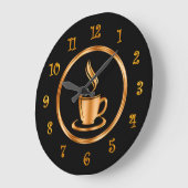 Grande Horloge Ronde Design de ton or classique Coffee Horaires (Angle)