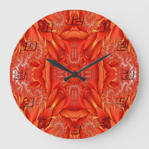 Grande Horloge Ronde Design délicat de la plume fractée - rouge