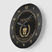 Grande Horloge Ronde Design dentaire noir et or (Angle)