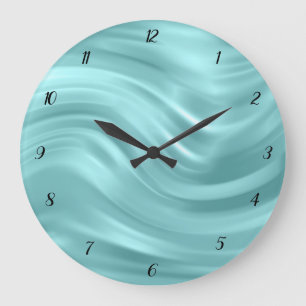 Grande Horloge Ronde Design élégant tourbillon bleu aqua Décoratif