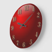 Grande Horloge Ronde Design en verre rouge (Angle)